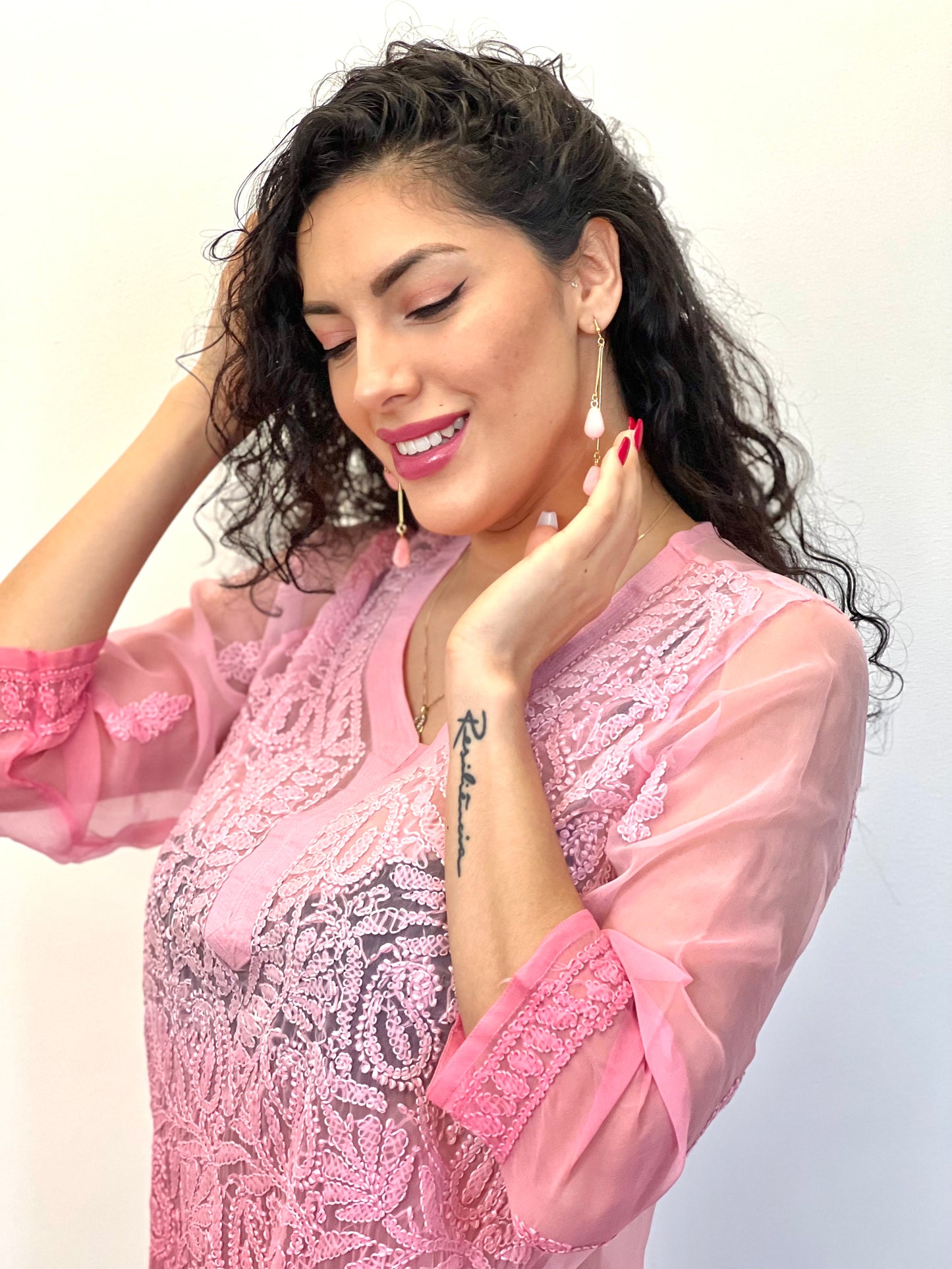 Viscose Georgette Hand Embroidered Chikankari Short Top