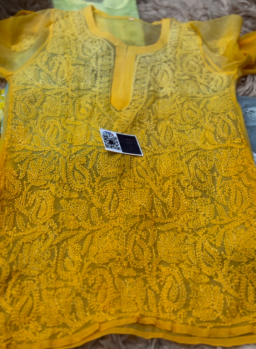 Viscose Georgette Hand Embroidered Chikankari Short Top