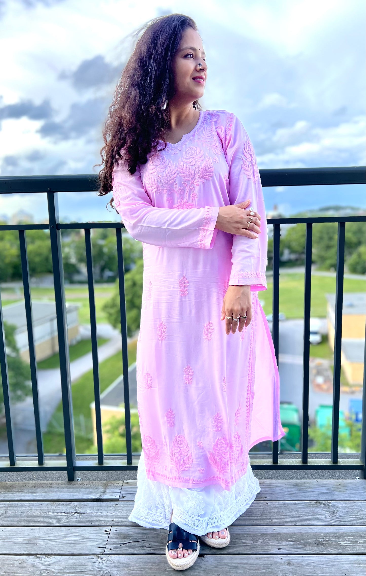 Devout Veils - Modal Hand-Embroidered Chikankari Long Kurti