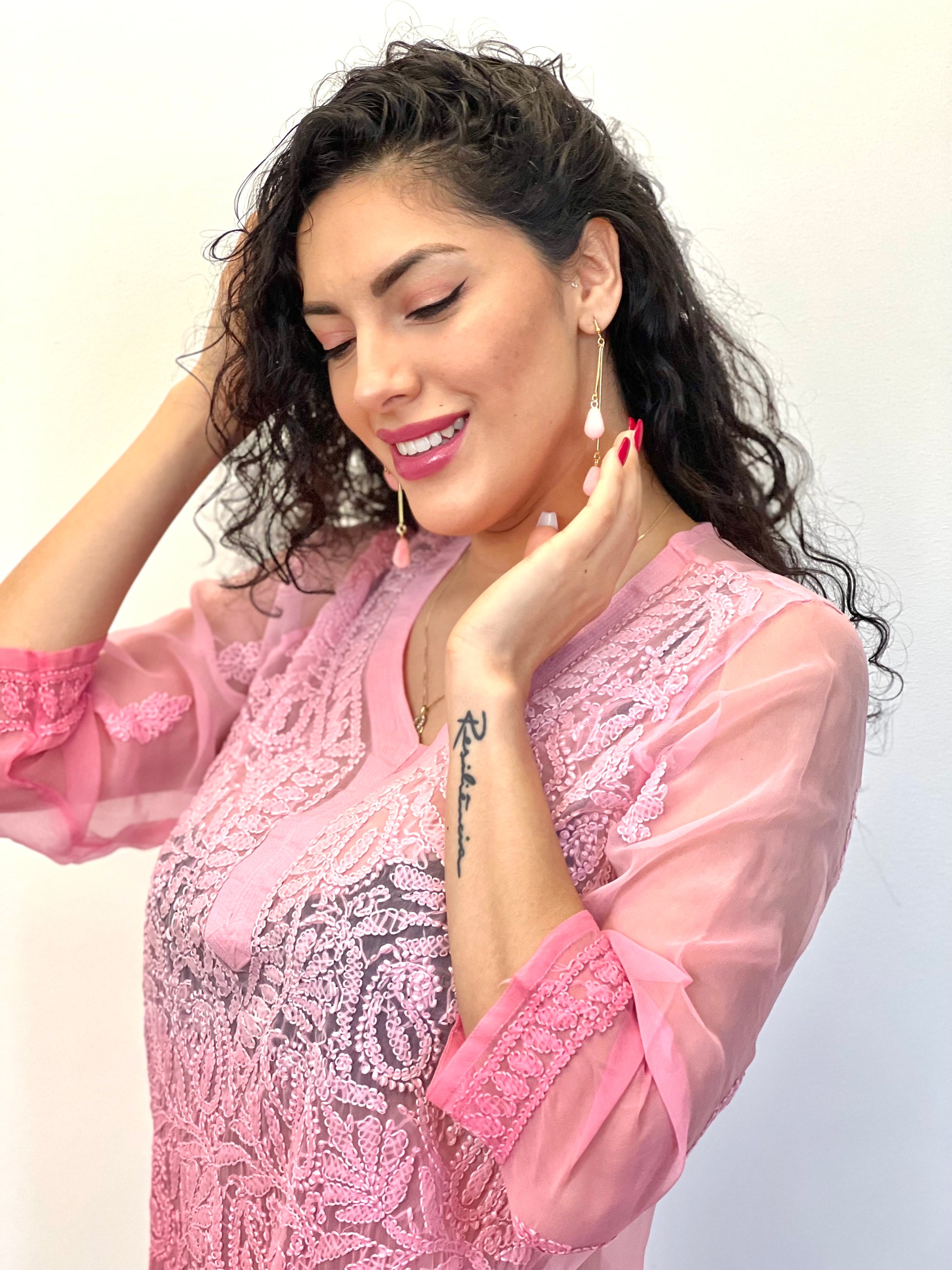 Viscose Georgette Hand Embroidered Chikankari Short Top